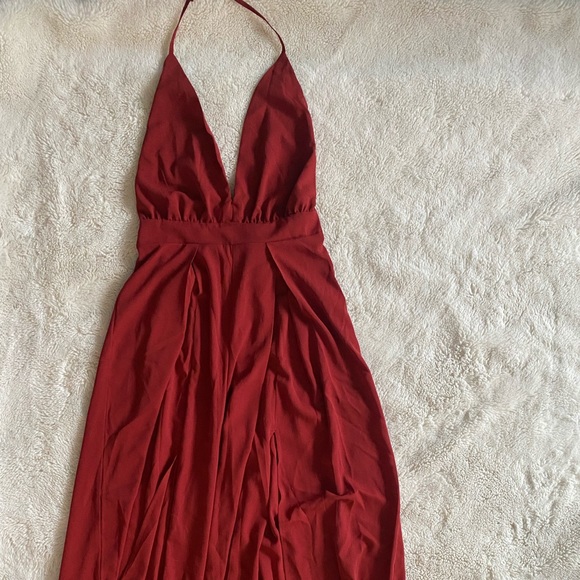 Rust red backless jumpsuit, size M - Picture 6 of 6